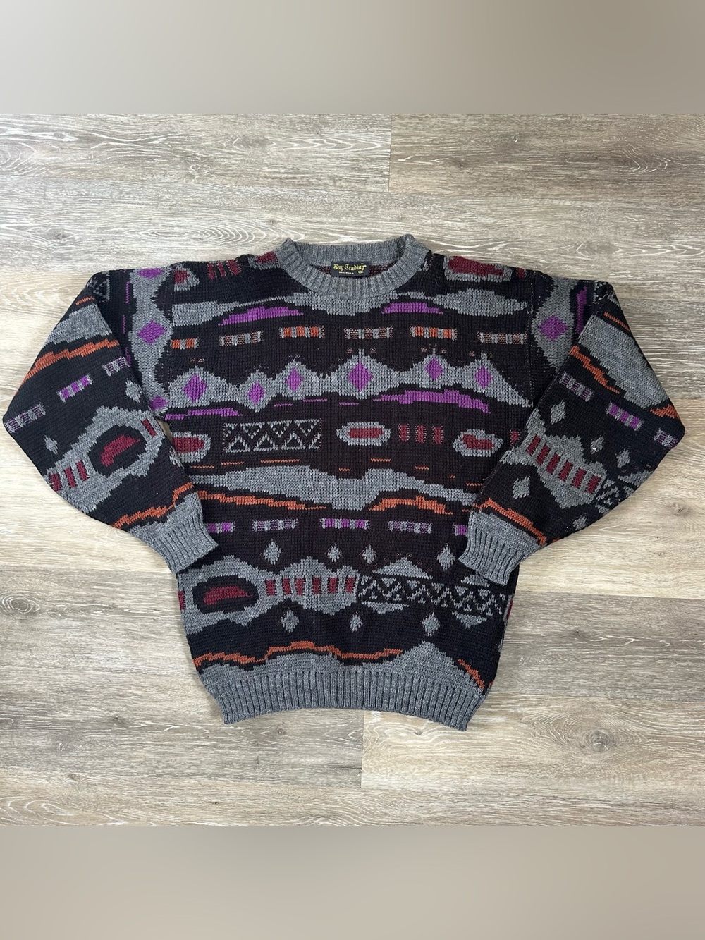 Vintage bay trading company geometric shapes coogi style sweater Sz M